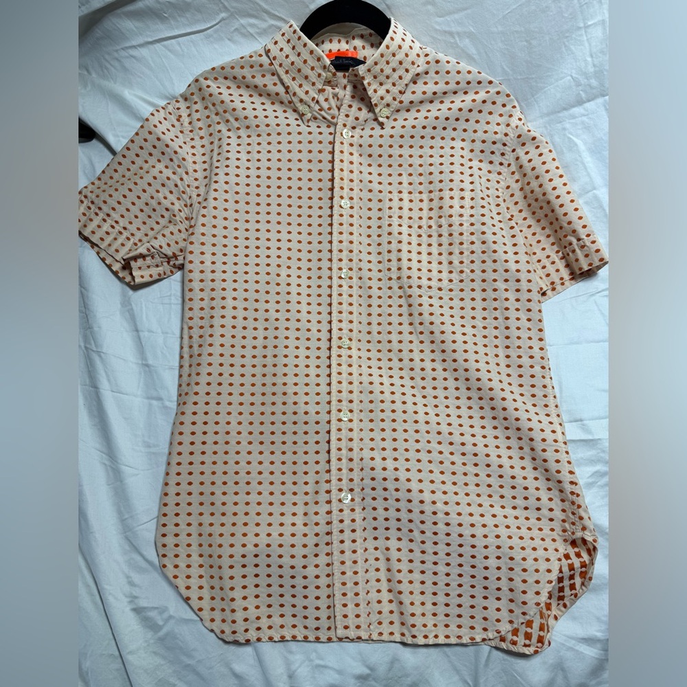 Paul Smith Men's Short Sleeve Polka Dot Shirt - Cream and Brown
